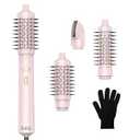 Rotating Hair Dryer Brush, 3 in 1 Rotating Hot Air Brush with Detachable Brush(2" & 1.5"), 3 Heats and 2 Speeds Rotating Hair Dryer Spinning for Curl, Straight