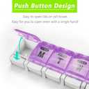 Extra Large Weekly Pill Organizer 2 Times a Day - Remtise Am/Pm Daily Pill Case Medicine Organizer, Push Button 7 Day Pill Box for Pills/Vitamin/Cod Liver Oil/Supplements (Purple & Green)
