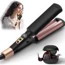 Mini Waver Crimper Hair Tool for Women Short Hair Travel 0.4 inch Double Barrel Small S Waver Curling Iron Dual Voltage (110-240V) with 5 Temps, Anti-scalding, 30M Auto-Off for Dating, Daily (Black)