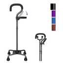 KingPavonini Canes for Women/Men with Second Handle, Foldable & Adjustable Walking Cane with 4-Pronged Base, Quad Cane for Stability, Standing, Balance, Leg Surgery Recovery