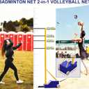 Volleyball Poles, Indoor Volleyball Net, New Upgrade Portable Volleyball Net Systems 5ft-6.9ft Adjustable with Poles - Heavy-Duty Outdoor/Indoor Badminton Set for Backyard, Beach, Lawn, Gym