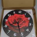 Wall Clock, 10 Inch Silent Non-Ticking Home Kitchen Decor, Battery Operated for Bathroom Bedroom Living Room Office(Red Roses)