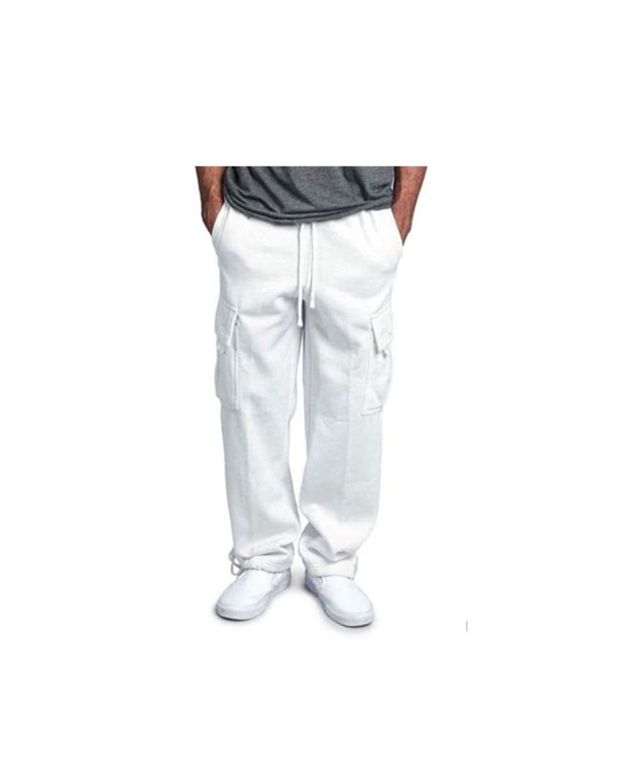 Mens Fleece Sweatpants Heavyweight Cargo Casual Leisure Fashion Sports Pants, Size M