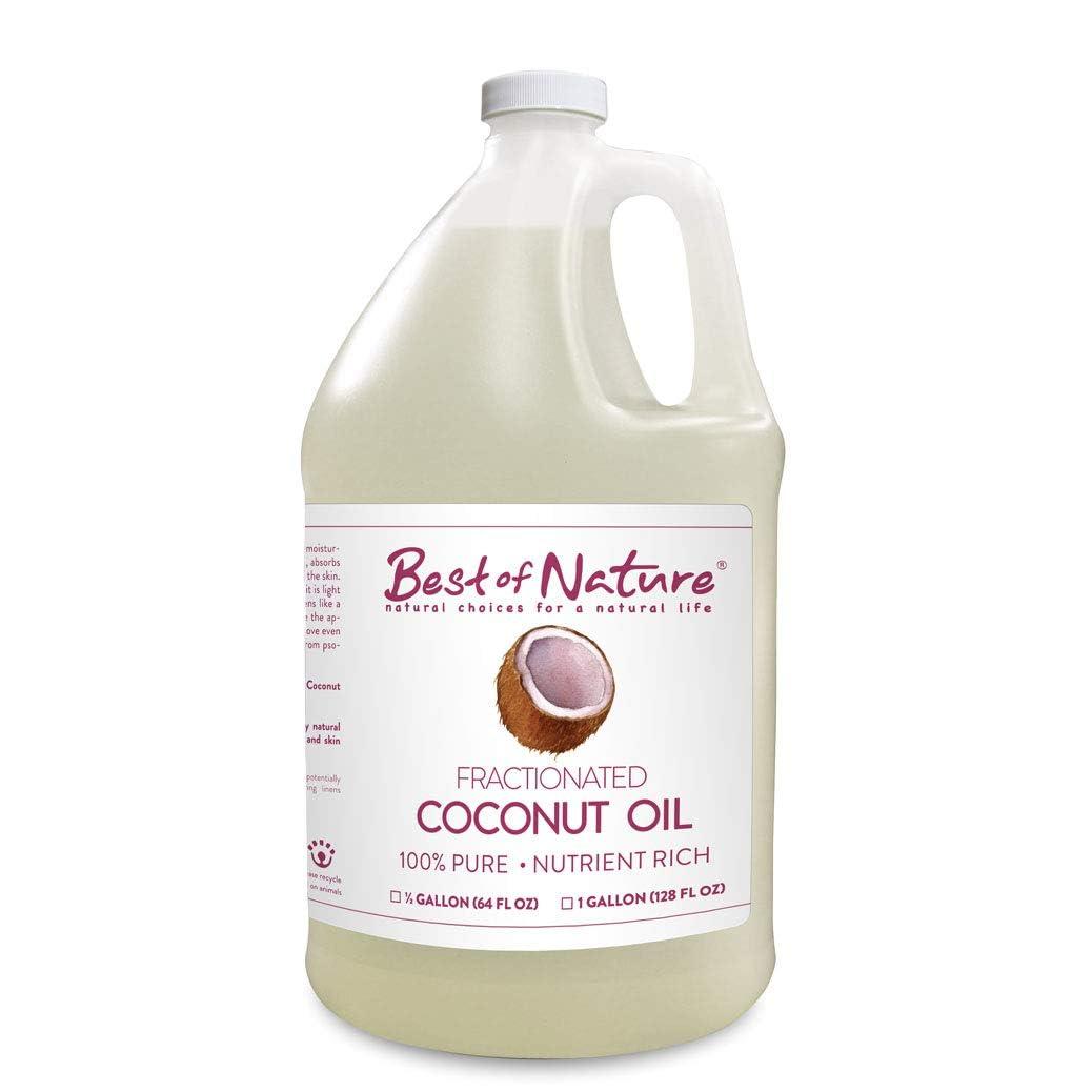 Best of Nature 100% Pure Fractionated Coconut Oil - Natural Massage Oil, Unscented Moisturizer for Men and Women, for Skincare and Hair Care, Carrier for Essential Oils, Half Gallon (64 fl oz)