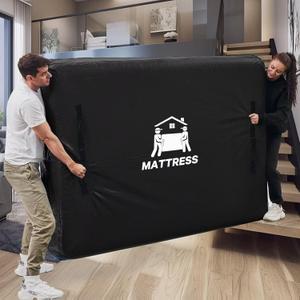 Mattress Bags for Moving, BETU Mattress Protector Waterproof Mattress Cover Full Size Storage Bags with 8 Heavy-Duty Handles and Zipper for Bed Extra Thick Large Reusable (77"x57"x15" Black)