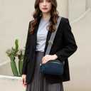 Fashion Small Leather Crossbody Bags for Women Trendy Casual Cross Body Handbags Crossover Travel Purses with Zipper Pockets (Darkblue)