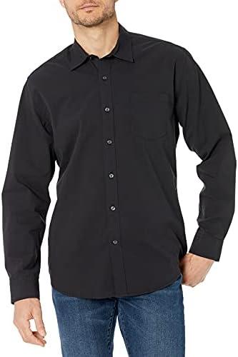 Amazon Essentials Mens Regular-Fit Long-Sleeve Casual Poplin Shirt, Large