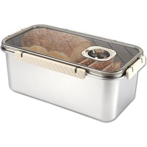 Tefola 304 Stainless Steel Bread Box for Kitchen Countertop, Time Recording Bread Storage Container with Lid Bread Keeper Bread Storage for Homemade Bread, Toast, Bagel, Loaf