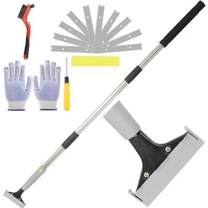 Frebuta 61in Floor Scraper Long Handle Heavy Duty, 4 inch Razor Blade Floor Scrapers Metal Paint Scraper with 10PCS Extra Metal Blades Paint Scraper Ideal for Cleaning Stove Top Windows Glass Wall