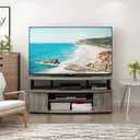 Furinno JAYA Large Entertainment Stand for TV Up to 55 Inch, French Oak Grey/Black, 55 Inch Plastic Pole
