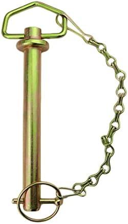 1Set Heavy Duty Steel Hitch Pin with Chain and Linchpin for Secure Mounting of Hitches and Axles (1” Dia x 6 1/4inch Long)