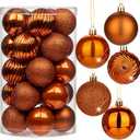 2.36" Brownish Orange Christmas Balls Ornaments 25 Pcs Shatterproof Christmas Ornaments Set Halloween Balls Ornament Brownish Orange Ornament for Xmas Tree Holiday Party