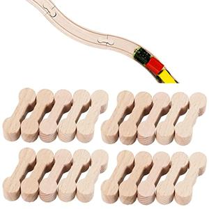 Hanaive 20 Pcs Wooden Dog Bone Track Connector Pack Accessories Wooden Train Track Adapter Connector Pieces Toy Train Set for Teens to Make Wood Railway