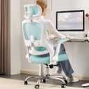 Office Chair - Ergonomic Office Chair with Back Support, Ergonomic Computer Chair - Home Office Desk Chairs, 400lbs Wide Seat Big and Tall Office Chairs with Headrest, Comfy Desk Chairs(Blue)