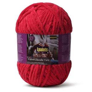 Lpalats Baby Blanket Yarn for Crocheting - 1 Pack of 200g/7oz Chunky Chenille Yarn for Knitting Blankets Amigurumi - #6 Super Bulky - 174 Yards Soft Thick Plush Yarns (1, Red)