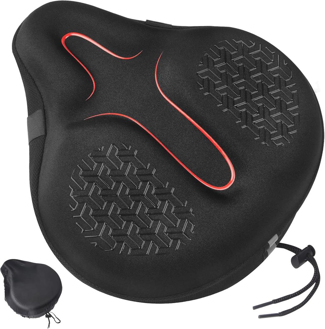 Zacro Wide Bike Seat Cushion, Gel Padded Large Bike Seat Cover for Men & Women, Extra Soft Oversized Padding, Fit for Peloton, Spin, Mountain & Road Cycling