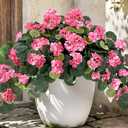Waipfaru Artificial Geraniums Flowers for Outdoors, 2Pcs UV Resistant Faux Hanging Plants Outside Decor, Realistic Pink Faux Silk Flowers for Outdoor Planters Patio Porch Garden Home