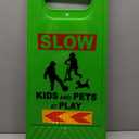 XPCARE 24 Inches Kids Playing Sign for Street, 4PACK Green Children at Play Safety Sign with Reflective Tapes,Caution Slow Down for Street,Kids and Pets at Play Warning Sign