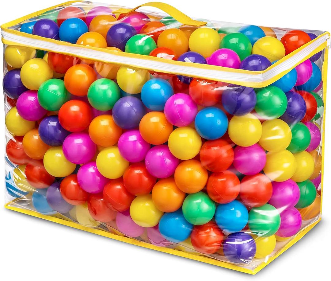 Hovenlay Ball Pit Balls Phthalate Free BPA Free Crush Proof Plastic - 7 Bright Colors in Reusable Play Toys for Kids with Storage Bag
