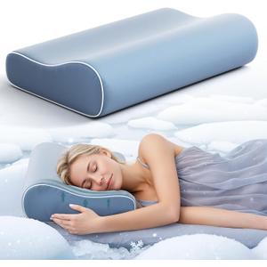 Cervical Neck Pillow for Pain Relief - Dreamers Relief Pillow, Orthopedic Pillow for Neck and Shoulder Pain, Adjustable Contour Pillow (Blue)