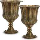 18.5" H Metal Urn Planters for Outdoor Plants, 2 Pcs Bronze Iron Plant Pots, Large Rustic Flower Pots, Vintage Decorative Tall Traditional Planter for Outdoor Front Patio Porch Decoration