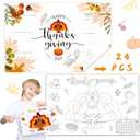 Thanksgiving Disposable Paper Placemats - 24 Pack Fall Turkey Harvest Thanksgiving Day Placemats for Kids Painting Coloring Family Dining Table Mats Holiday Table Decorations