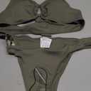 SOLY HUX Women's Halter Bikini Set V Neck Ring Linked Bathing Suit Summer Beach Two Piece Swimsuit M