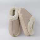 DCLTD Fluffy House Slippers for Women Men Bedroom Shoes Cozy Warm Slip on Indoor and Outdoor Winter Platform Shoes Super Soft Cloud Slippers Christmas Gifts (8.5, Fur Beige)