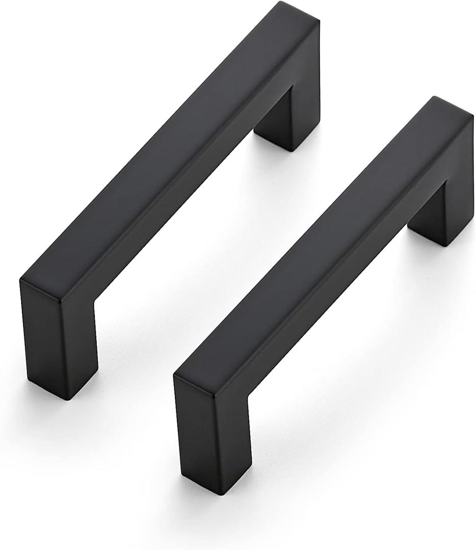 Ravinte 18 Pack Square Matte Black Cabinet Handles and Drawer Pulls - 3-1/2 Inch Kitchen Cabinet Hardware - Cupboard and Drawer Handles