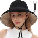 vidsel Womens Sun Hats Wide Brim Reversible Bucket Cotton Hat Packable Summer Travel Cap with Hat Clip,UV Protection