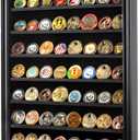 DisplayGifts Military Challenge Coin Display Case Poker Chips Holder Wall Cabinet Showcase Rack Black Finish 29" H X 16" W Compatible with Army Navy Air Force Marine Corps Challenge Coins
