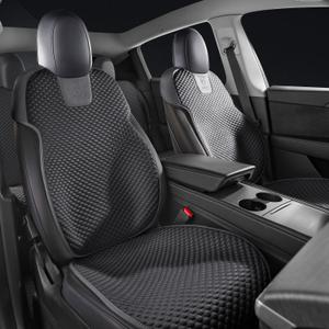 Ice Silk Car Seat Cover for Tesla Model Y 2020–2024 (5-Seat), Breathable Cooling Seat Cushion, Non-Slip Full Set, Washable Summer Seat Protector, Black