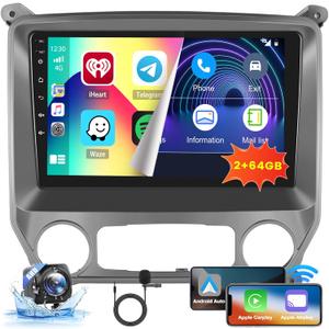 [2+64G] Hikity Android 15 Car Stereo for 2014-2018 GMC Sierra Chevy Chevrolet Silverado Radio, 10.1'' Touch Screen with Wireless Carplay Android Auto GPS HiFi WiFi Bluetooth FM Backup Camera MIC