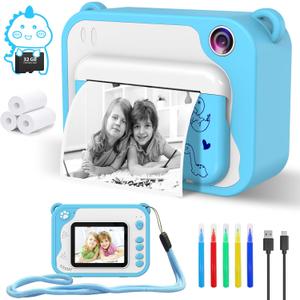 Kids Camera Toddler Camera Instant Print, 1080P Video, 32GB SD Card, Childrens Toy Easter Birthday Gifts for Boys Girls 3 4 5 6 7 8 9 10 11 12 Years Old (Blue)