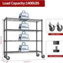 4-Tier Adjustable Heavy Duty Metal Storage Shelving Unit, Wide Utility Rack Organizer for Garage, Kitchen, Office, Basement, Warehouse (Black, 15.7" D x 33.5" W x 70.5" H), 4 Tier, 17.7" D x 47.2" W x 59.1" H