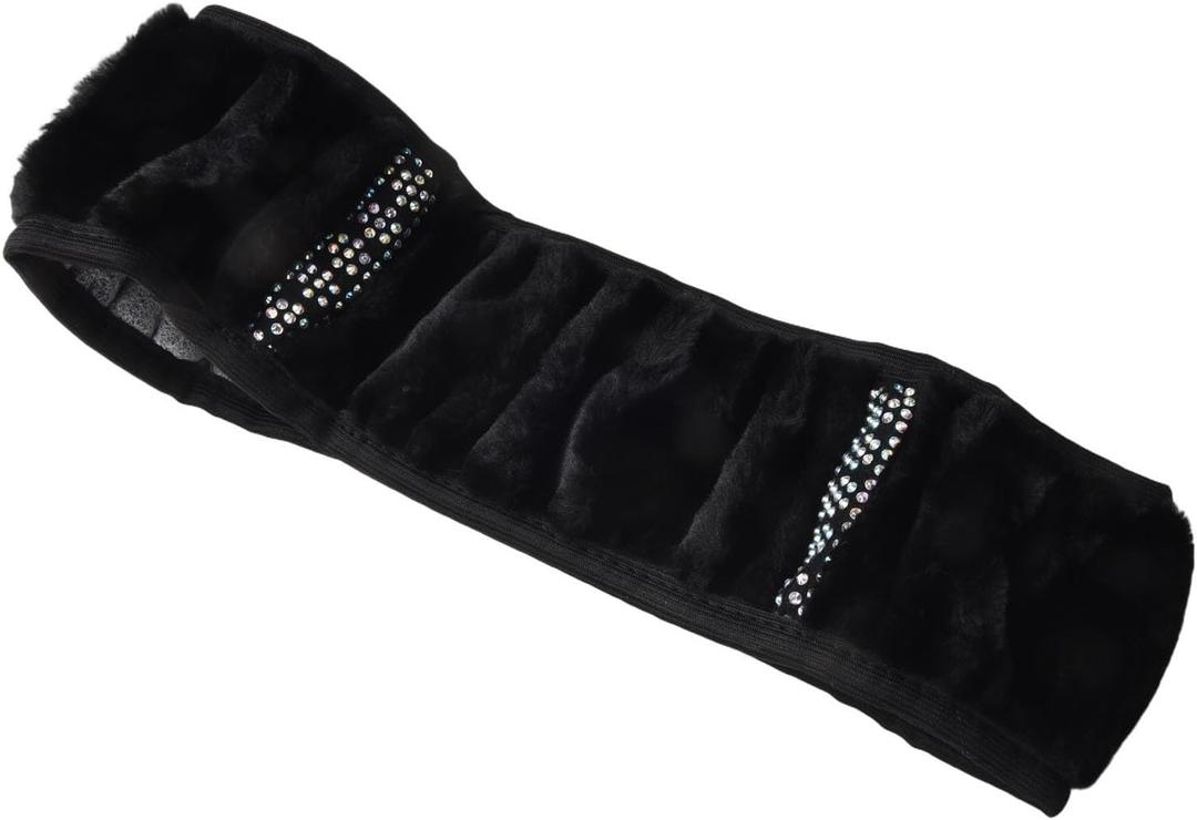 Cozy Steering Wheel Cover, Elastic And Soft, Wool Material, Gray(black)