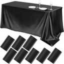 TURSTIN 8 Packs Black Satin Tablecloth 102 x 58 Inch Overlay Satin Table Cover Rectangle Bright Silk Tablecloth Smooth Fabric Table Decoration for Wedding Banquet Party Events