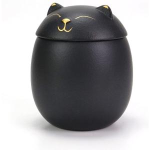 Cat Urn Dog Urn Sized 3.2x2.9 and 4.9x4.25. A Smiley-Cat Pet Urn with a Memoria Card.Cat Urns for Ashes for Your Pet (12 cu/in, Black)