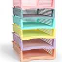 Tenceur 6 Pcs Turn in Trays Classroom, Pastel Paper Tray for Classroom Organization and Storage Stackable Plastic Book Baskets Teacher Organizers for Library Drawers Office Desk (13.3 x 9.5 x 2.7 Inches)