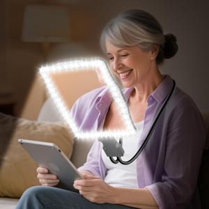 5X Hands Free Magnifying Glass with Light, Large Magnifying Glass for Reading, Full Book Page Magnifier Flexible Gooseneck Magnifier for Neck Wear Repair Sewing Low Vision Elderly
