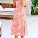 BTFBM Women's Summer Dress Sleeveless Spaghetti Strap Midi Dress Sexy Cowl Neck Floral Cocktail Dress Party Dresses (L)