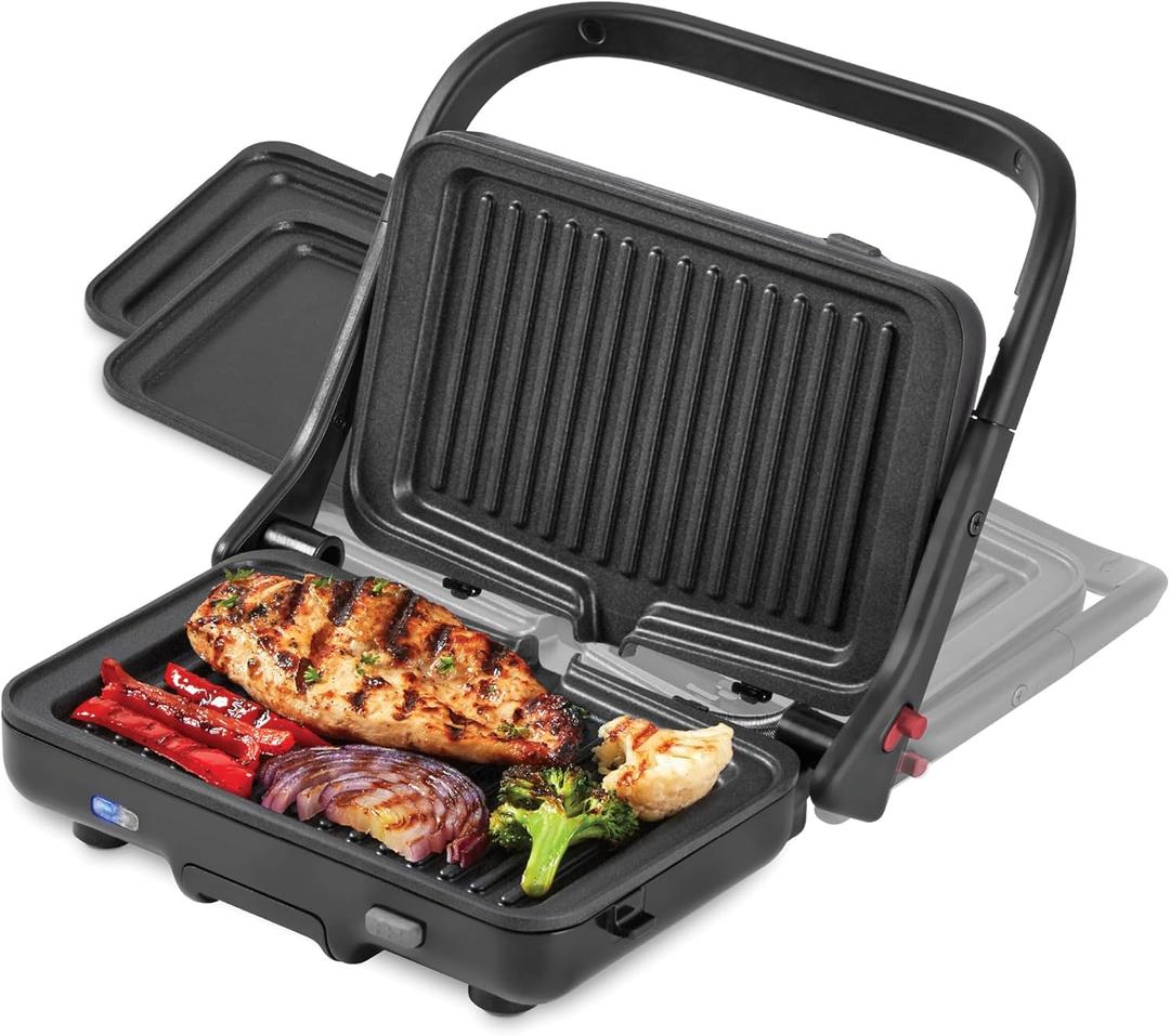 Dash MultiMaker Flex Press Grill System, Grill and Griddle - Nonstick Removable Plates - Indoor Countertop Electric Grill for Sandwiches, Burgers, and Breakfast - Forged Iron