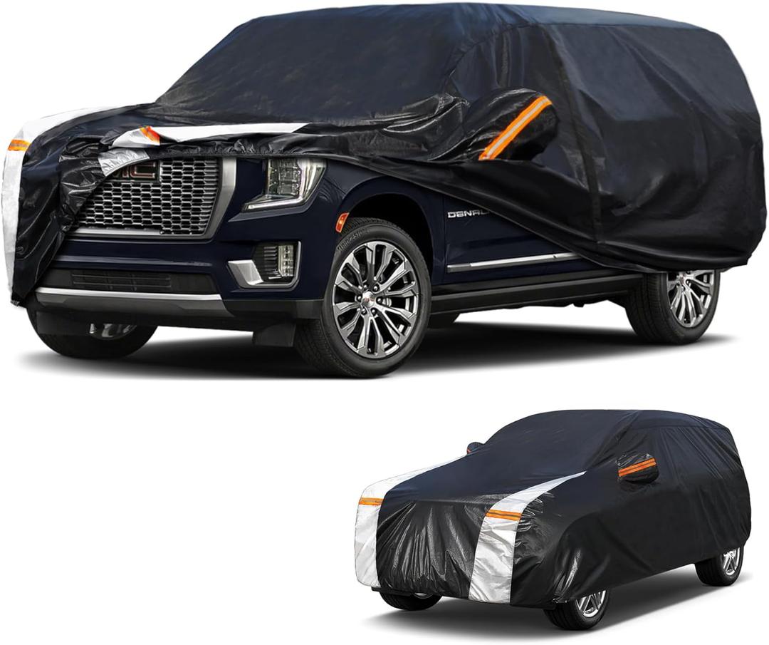 Cotryvox Large SUV Car Cover for GMC Yukon XL 100% Waterproof All Weather, Heavy Duty Outdoor Full Exterior Covers Rain Sun Wind UV Protection.