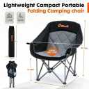 EMERIT 2 Pack Oversized Padded Camping Chair for Big Tall Adults, 500 LBS Heavy Duty Foldable Quad Lawn Chair, 19.68" High Seat, 4-Layer Cushion, Cup Holder, Camping Tailgating Patio, Black, Twin Pack