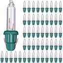 Mudder 50 Pcs Replacement Mini Light Bulbs Christmas Tree 2.5 V Incandescent Glass String Light Bulbs with Base Indoor Outdoor Xmas Decoration, 0.17 Ampere, 0.425 Watt (Clear,Green)