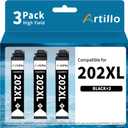 Remanufactured Ink Cartridges Replacement for Epson 202 Black Ink Cartridges 202XL T202 T202XL for Expression Home XP-5100 XP5100 Workforce WF-2860 WF2860 Printer (Black, 3 Pack) (202XL, Cyan, Magenta, Yellow)