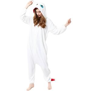 Dragon Onesie Pajamas Adult Christmas Animal Dragon Flannel Costume Winter Plush PJS Cosplay for family Woman (Medium, White)