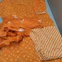 JG JAI GOVINDAM Indian Kurtis for Women Salwar Kameez Suit Set Indian Dresses Chikankari White Kurti Pant & Dupatta Set (Orange, XXL)