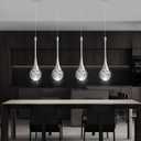4-Lights Modern Pendant Lights for Kitchen Island LED Dimmable Crystal Glam Ceiling Pendant Lighting Chandelier for Dining Room Hallway Bedroom Silver