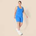 Amazon Essentials Womens Active FormFlex Buttery Soft Light Support Crop Tank with Bra (Blue, XXXL)